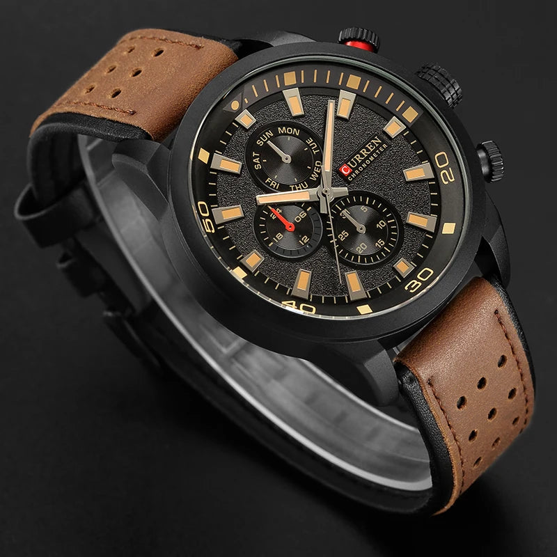 CURREN 2021 Hombre – Reloj de Cuarzo con Correa de Cuero