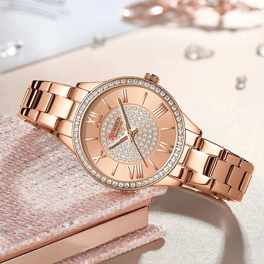 CURREN 9084 Mujer – Reloj de Cuarzo Elegante con Correa de Acero