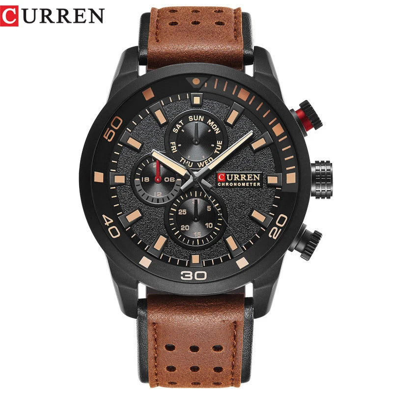 CURREN 2021 Hombre – Reloj de Cuarzo con Correa de Cuero