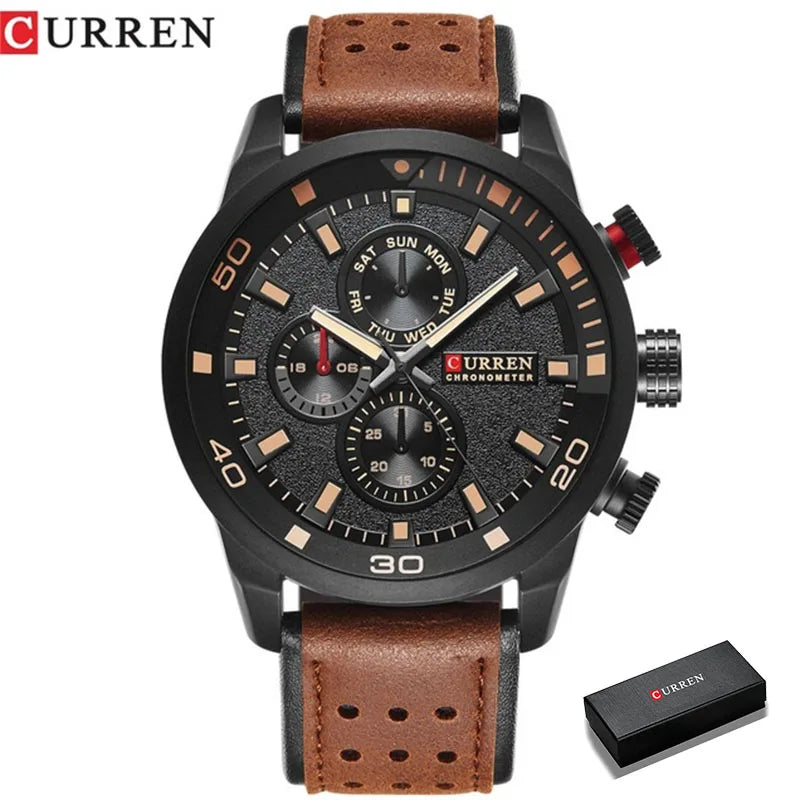 CURREN 2021 Hombre – Reloj de Cuarzo con Correa de Cuero