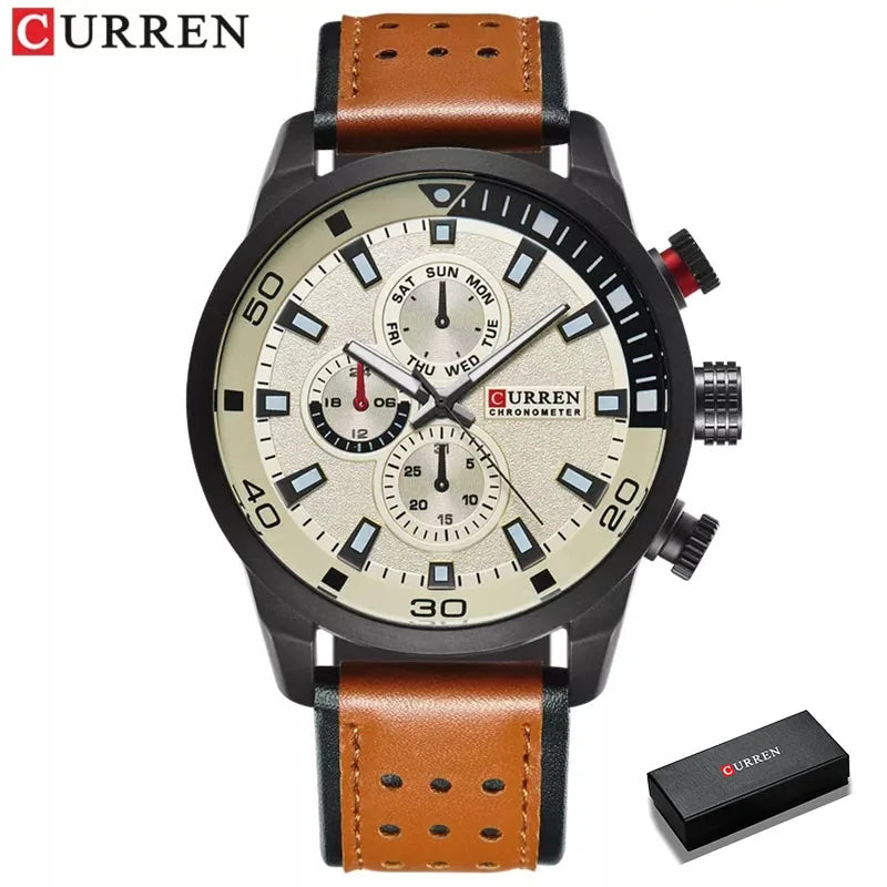 CURREN 2021 Hombre – Reloj de Cuarzo con Correa de Cuero