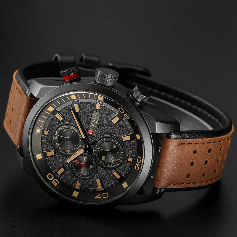 CURREN 2021 Hombre – Reloj de Cuarzo con Correa de Cuero