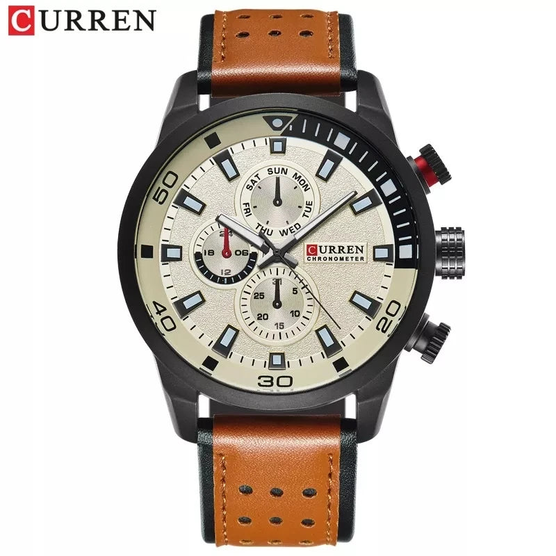 CURREN 2021 Hombre – Reloj de Cuarzo con Correa de Cuero