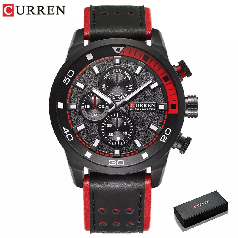 CURREN 2021 Hombre – Reloj de Cuarzo con Correa de Cuero
