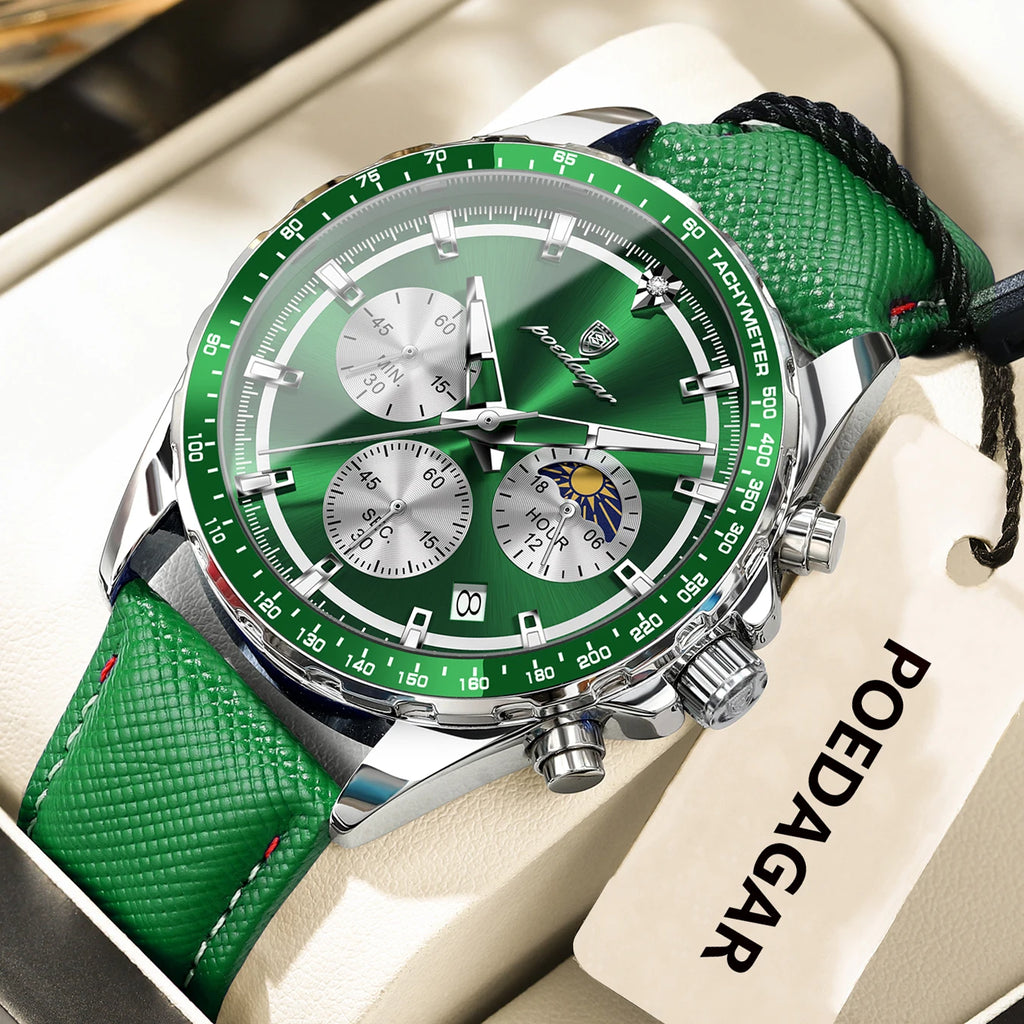 POEDAGAR 879 – Reloj de Cuarzo con Cronógrafo y Fecha