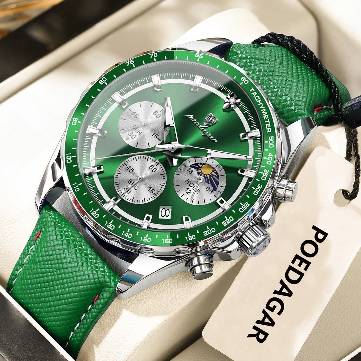 POEDAGAR 879 – Reloj de Cuarzo con Cronógrafo y Fecha