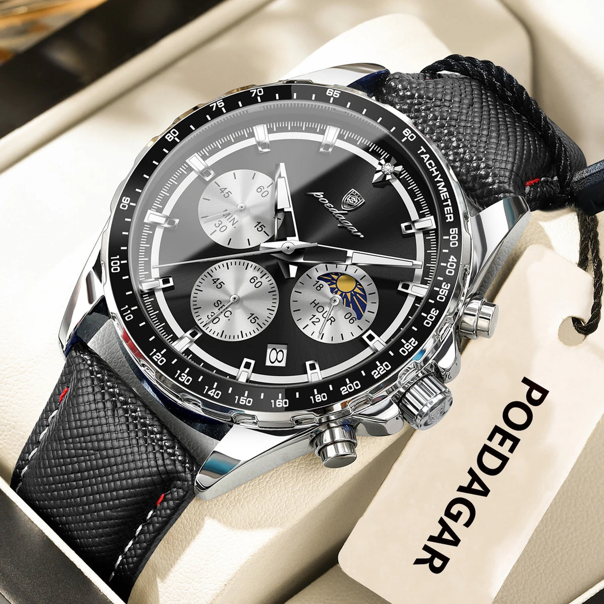 POEDAGAR 879 – Reloj de Cuarzo con Cronógrafo y Fecha