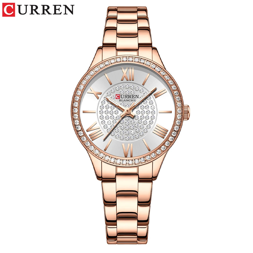CURREN Mujer – Reloj de Cuarzo Luminoso con Correa de Acero