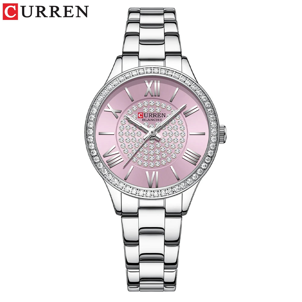 CURREN Mujer – Reloj de Cuarzo Luminoso con Correa de Acero