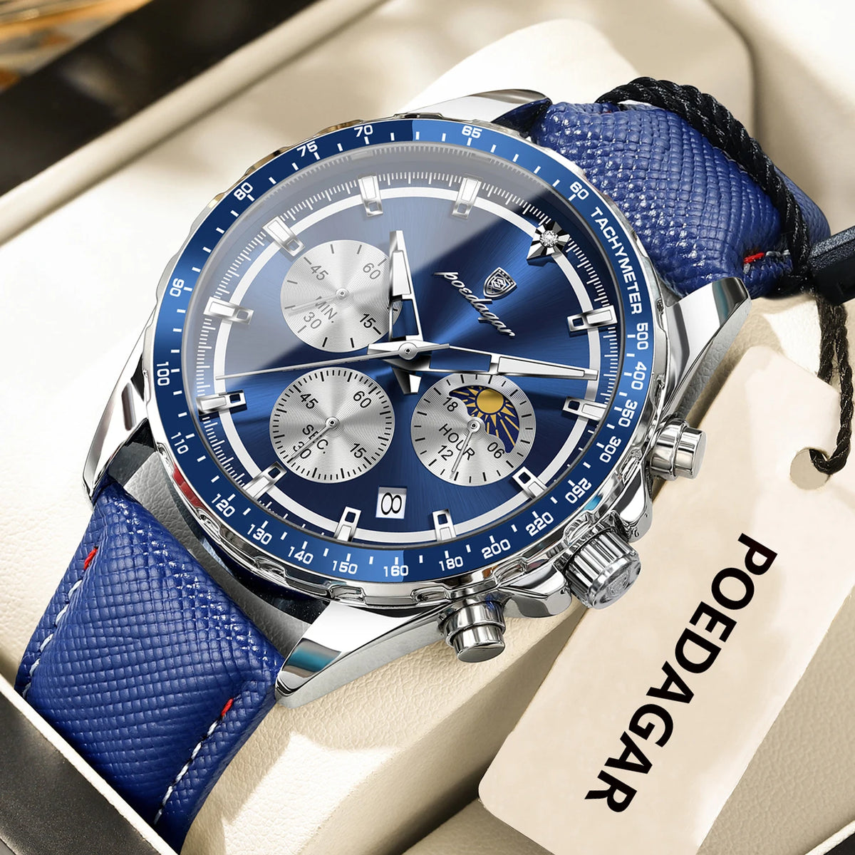 POEDAGAR 879 – Reloj de Cuarzo con Cronógrafo y Fecha