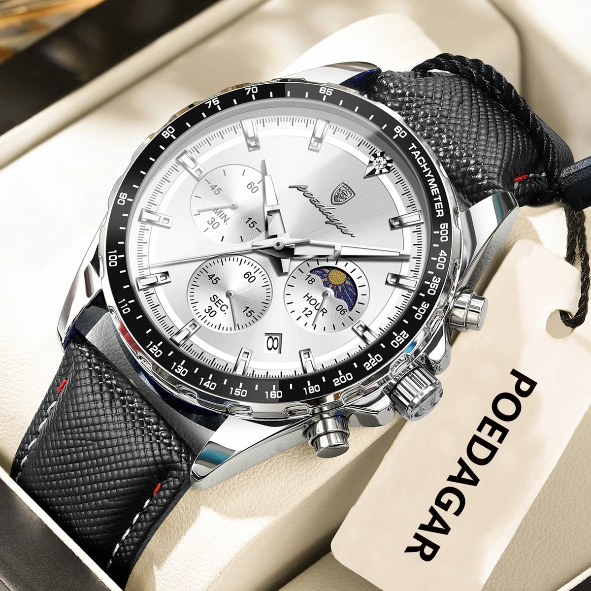 POEDAGAR 879 – Reloj de Cuarzo con Cronógrafo y Fecha