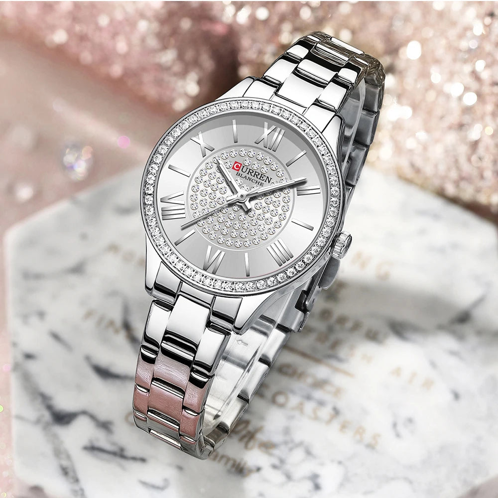 CURREN Mujer – Reloj de Cuarzo Luminoso con Correa de Acero