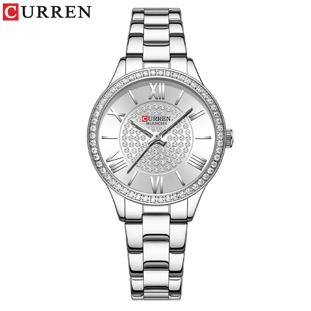 CURREN Mujer – Reloj de Cuarzo Luminoso con Correa de Acero