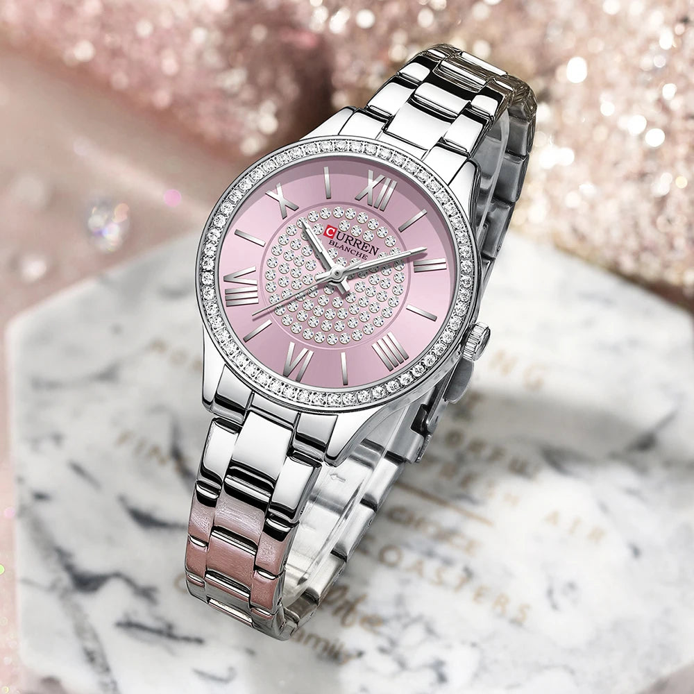 CURREN Mujer – Reloj de Cuarzo Luminoso con Correa de Acero