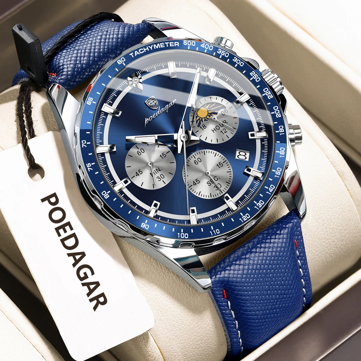 POEDAGAR 879 – Reloj de Cuarzo con Cronógrafo y Fecha