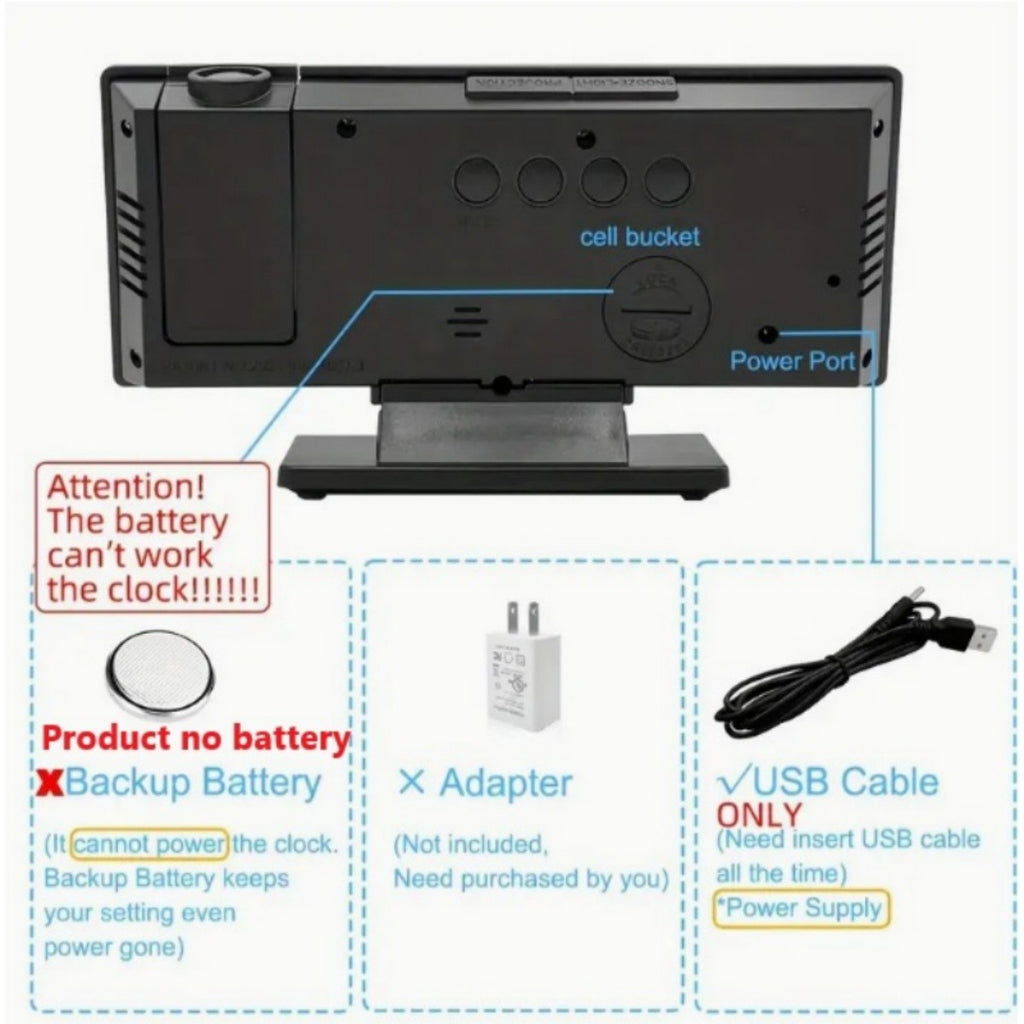 Reloj Proyector Inteligente 3 en 1 | Espejo + Pantalla LED + Alarma by Blessmark LMG™
